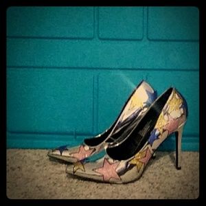Silver metallic star heels